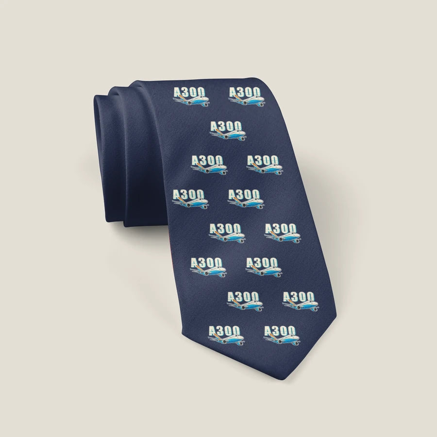 Airbus A300C4-600 - Cartoon Pattern - Tie - Navy Blue