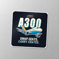 Thumbnail for Airbus A300C4-600 - Cartoon - Square Sticker - Close-up