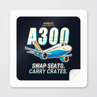Thumbnail for Airbus A300C4-600 - Cartoon - Square Sticker - Peel
