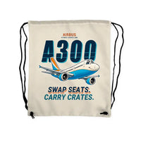Thumbnail for Airbus A300C4-600 - Drawstring Bag - Cartoon - Beige