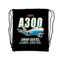 Thumbnail for Airbus A300C4-600 - Drawstring Bag - Cartoon - Black