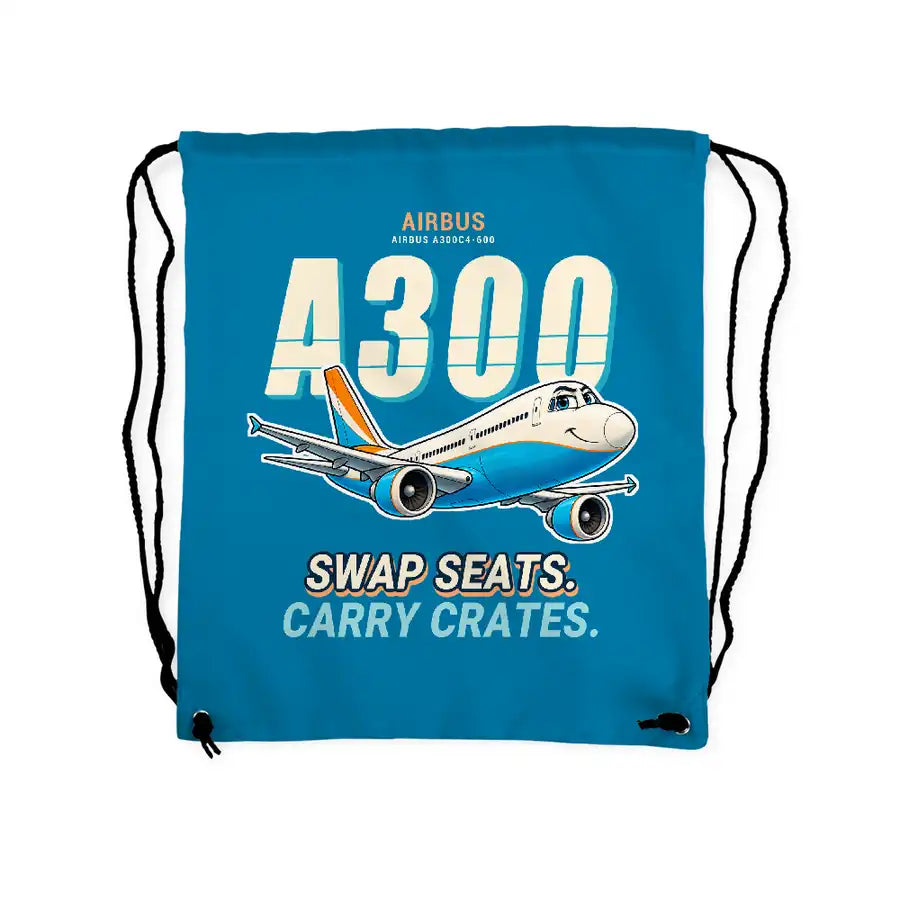 Airbus A300C4-600 - Drawstring Bag - Cartoon - Light Blue