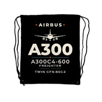 Thumbnail for Airbus A300C4-600 - Drawstring Bag - Heritage - Black