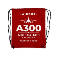 Thumbnail for Airbus A300C4-600 - Drawstring Bag - Heritage - Red