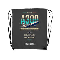 Thumbnail for Airbus A300C4-600 - Drawstring Bag - Original + Name - Gray
