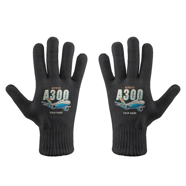 Airbus A300C4-600 - Gloves - Full - Cartoon + Name - Black