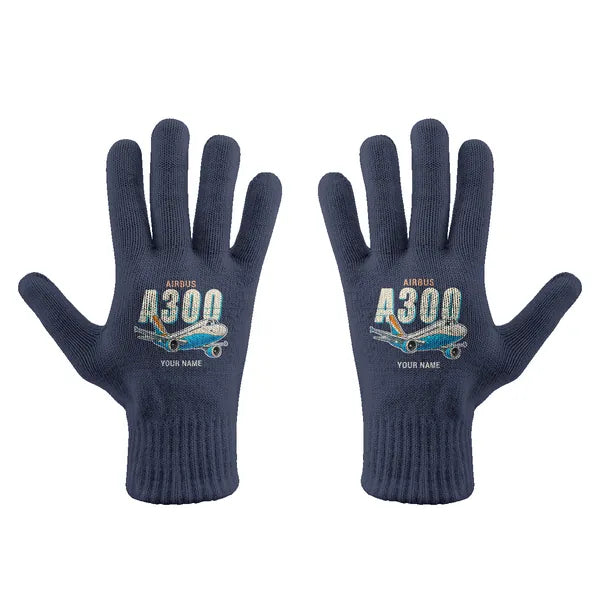Airbus A300C4-600 - Gloves - Full - Cartoon + Name - Navy Blue