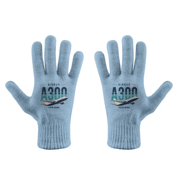 Airbus A300C4-600 - Gloves - Full - Original + Name - Light Blue