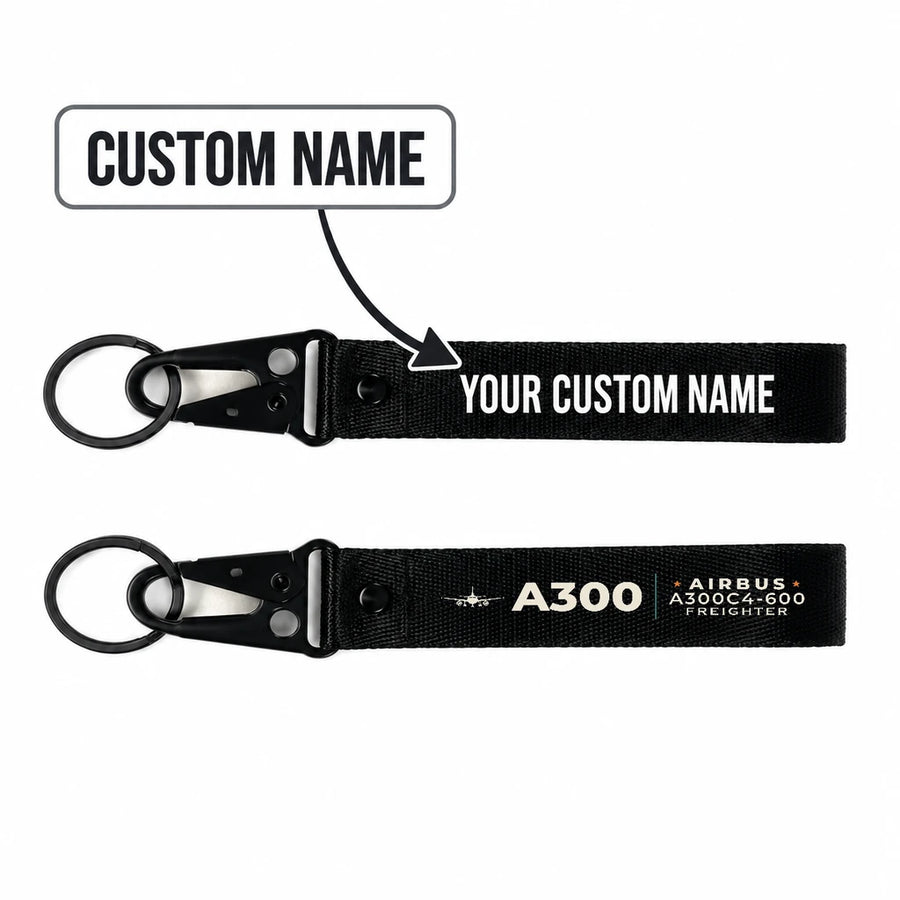 Airbus A300C4-600 Hawk-Shaped Key Chains - Black - Heritage - Personalized
