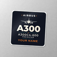 Thumbnail for Airbus A300C4-600 - Heritage + Name - Square Sticker - Close-up