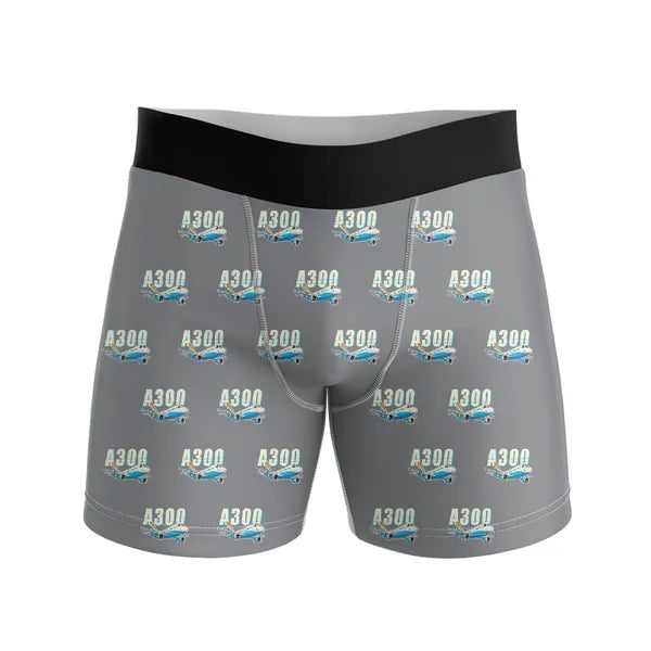 Airbus A300C4-600 - Men Boxers - Cartoon Pattern - Gray