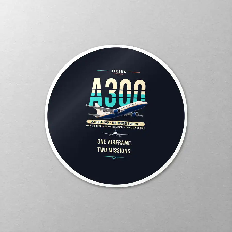 Airbus A300C4-600 - Original - Circle Sticker - Close-up