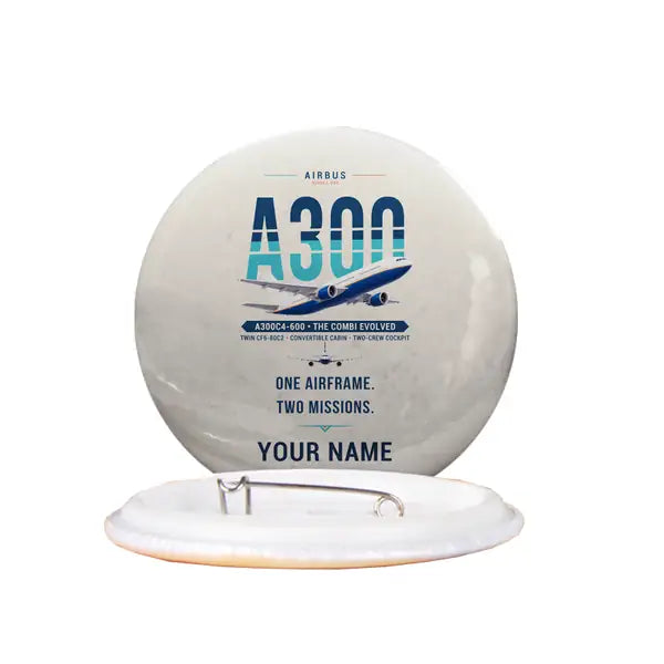 Airbus A300C4-600 - Original + Name - Pin - Beige