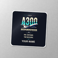 Thumbnail for Airbus A300C4-600 - Original + Name - Square Sticker - Close-up
