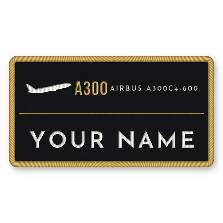 Airbus A300C4-600 Patches - Rectangle + Name - Black Gold