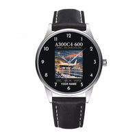 Thumbnail for Airbus A300C4-600 - Poster + Name - Leather Strap - Black Leather Strap