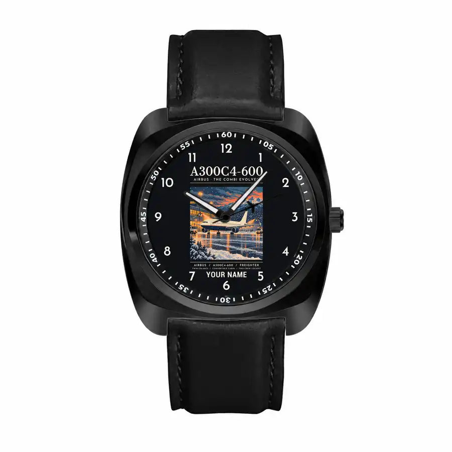 Airbus A300C4-600 - Poster + Name - Luxury Cushion - Black and Black Strap