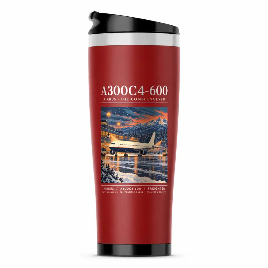 Airbus A300C4-600 - Poster - Stainless Steel (No Holder) - Red