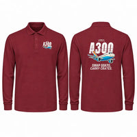 Thumbnail for Airbus A300C4-600 Premium Polo T-Shirts - Cartoon - Long Sleeve - Dark Red