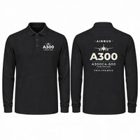 Thumbnail for Airbus A300C4-600 Premium Polo T-Shirts - Heritage - Long Sleeve - Black