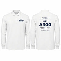 Thumbnail for Airbus A300C4-600 Premium Polo T-Shirts - Heritage - Long Sleeve - White