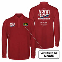 Thumbnail for Airbus A300C4-600 Premium Polo T-Shirts - Original + Name - Long Sleeve - Dark Red