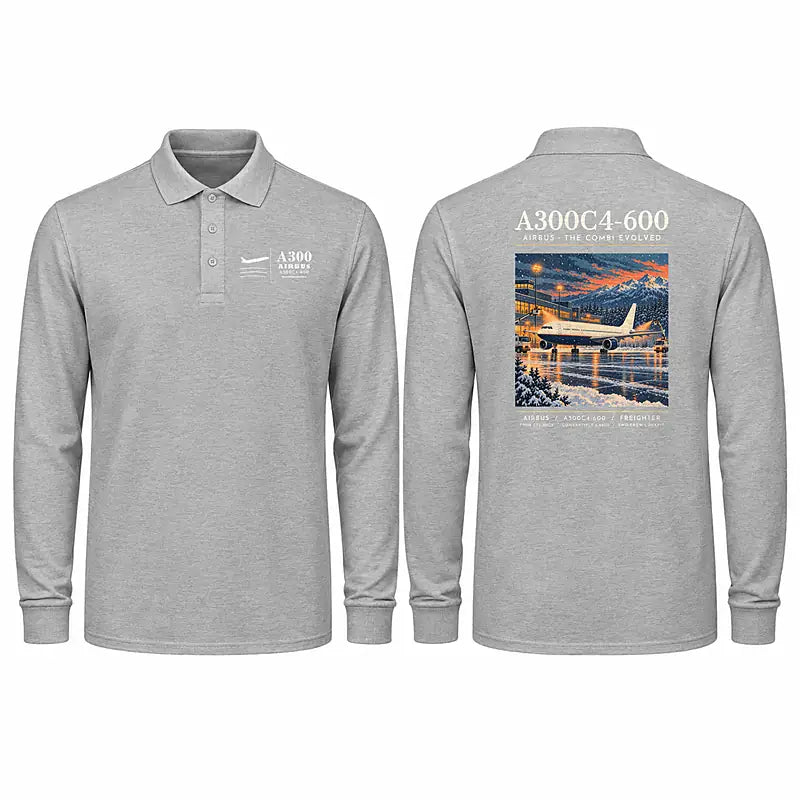 Airbus A300C4-600 Premium Polo T-Shirts - Poster - Long Sleeve - Gray
