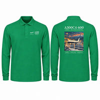 Thumbnail for Airbus A300C4-600 Premium Polo T-Shirts - Poster - Long Sleeve - Green