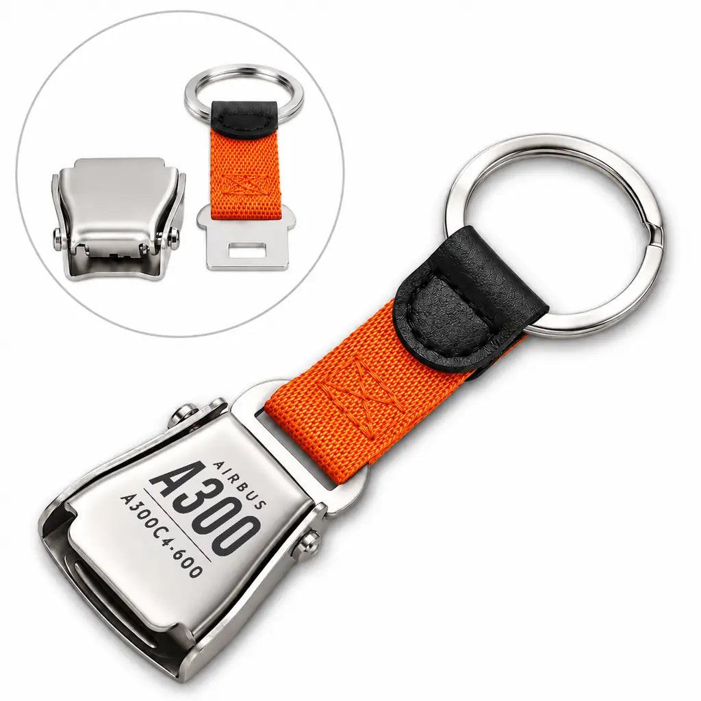 Airbus A300C4-600 - Seat Belt Key Chain - Tag - Orange