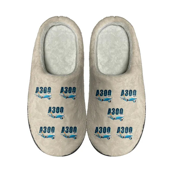 Airbus A300C4-600 - Slippers - Cotton - Cartoon Pattern - Beige