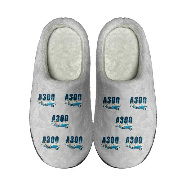 Airbus A300C4-600 - Slippers - Cotton - Cartoon Pattern - Light Gray