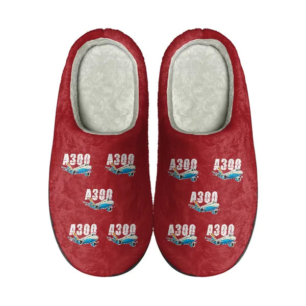 Airbus A300C4-600 - Slippers - Cotton - Cartoon Pattern - Red