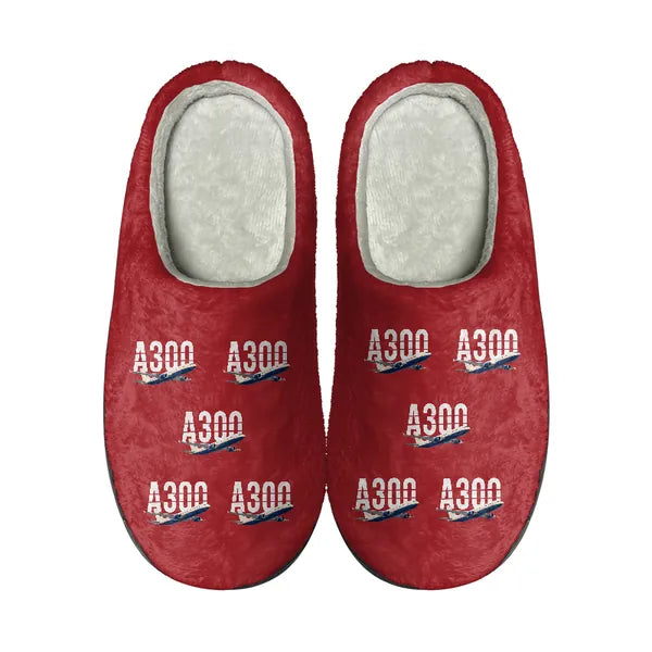 Airbus A300C4-600 - Slippers - Cotton - Original Pattern - Red