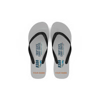 Thumbnail for Airbus A300C4-600 - Slippers - Flip Flops - Cartoon + Name - Light Gray