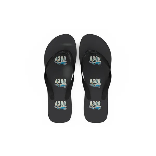 Airbus A300C4-600 - Slippers - Flip Flops - Cartoon Pattern - Black
