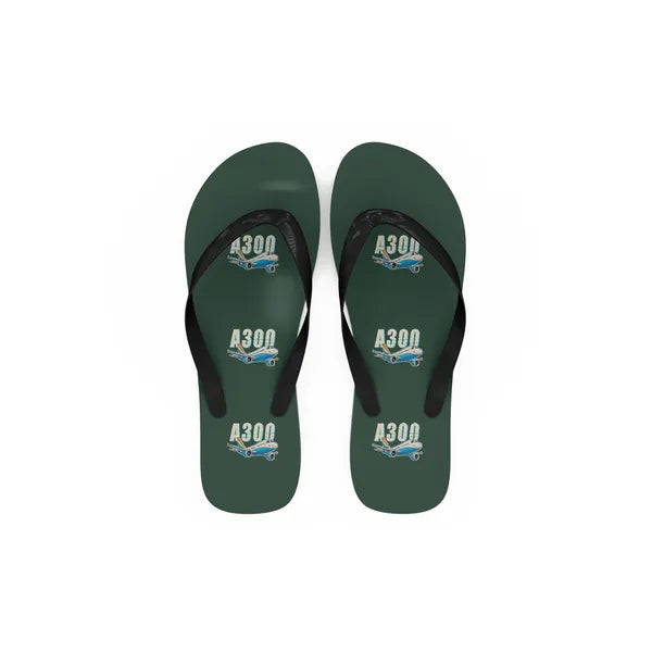 Airbus A300C4-600 - Slippers - Flip Flops - Cartoon Pattern - Dark Green