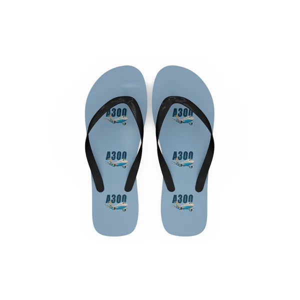 Airbus A300C4-600 - Slippers - Flip Flops - Cartoon Pattern - Light Blue