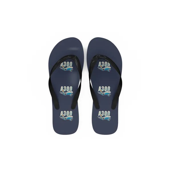 Airbus A300C4-600 - Slippers - Flip Flops - Cartoon Pattern - Navy Blue
