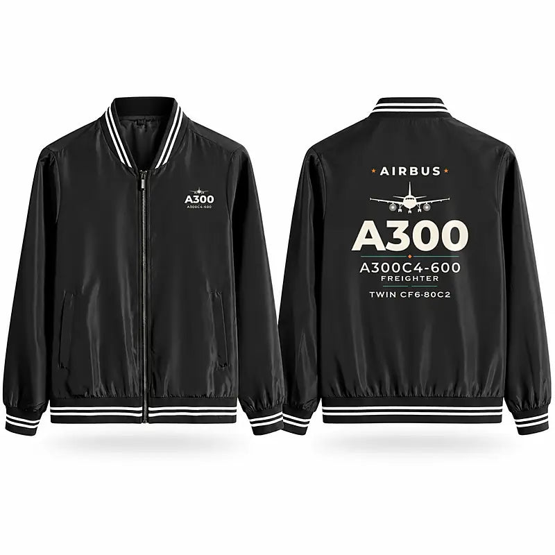 Airbus A300C4-600 Stylish Jackets - Baseball Collar - Heritage - Black