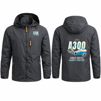 Thumbnail for Airbus A300C4-600 Stylish Jackets - Hooded Windbreaker - Cartoon - Charcoal