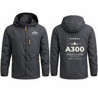 Thumbnail for Airbus A300C4-600 Stylish Jackets - Hooded Windbreaker - Heritage - Charcoal