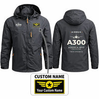 Thumbnail for Airbus A300C4-600 Stylish Jackets - Hooded Windbreaker - Heritage + Name - Charcoal