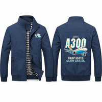 Thumbnail for Airbus A300C4-600 Stylish Jackets - Stand Collar - Cartoon - Navy Blue