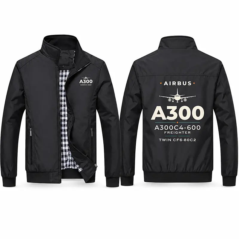 Airbus A300C4-600 Stylish Jackets - Stand Collar - Heritage - Black