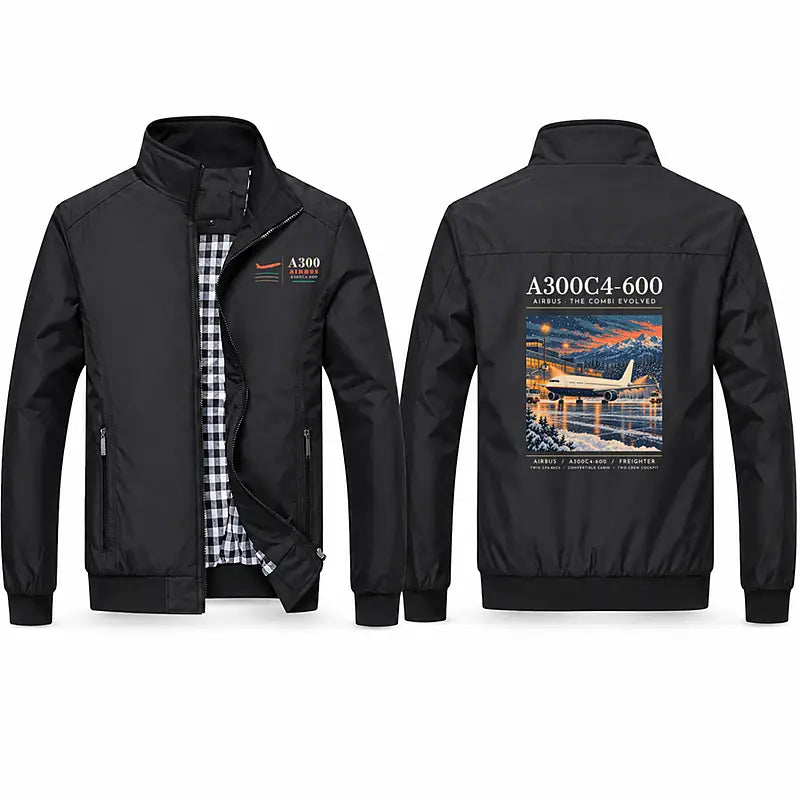 Airbus A300C4-600 Stylish Jackets - Stand Collar - Poster - Black