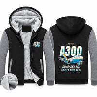 Thumbnail for Airbus A300C4-600 Zipped Sweatshirts - Cartoon - Black & Gray