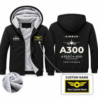 Thumbnail for Airbus A300C4-600 Zipped Sweatshirts - Heritage + Name - Black