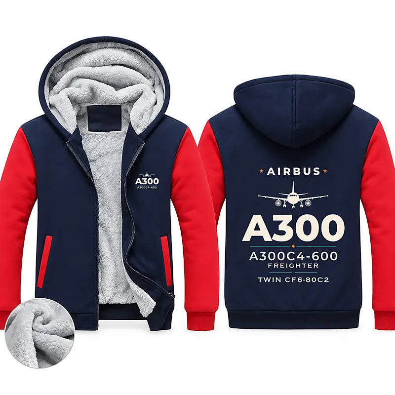 Airbus A300C4-600 Zipped Sweatshirts - Heritage - Navy & Red