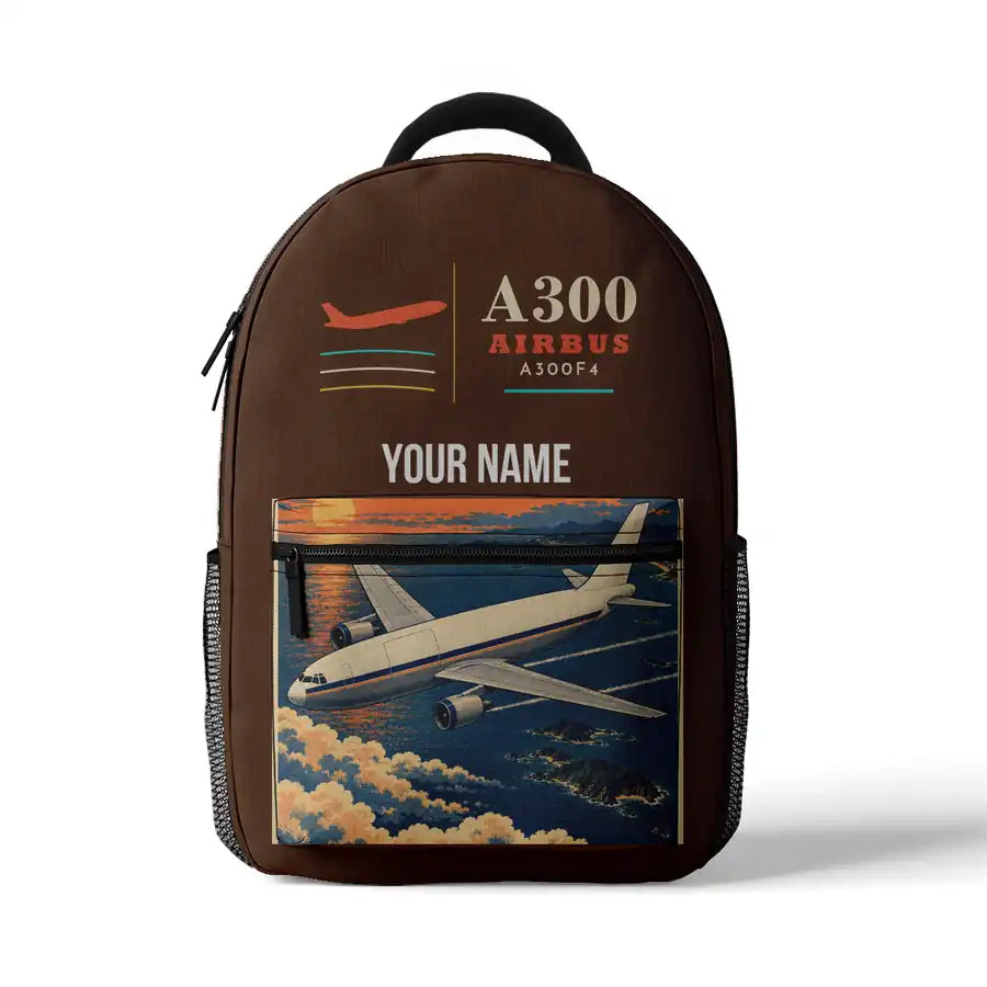Airbus A300F4-203 - 3D Backpack - Brown + Name