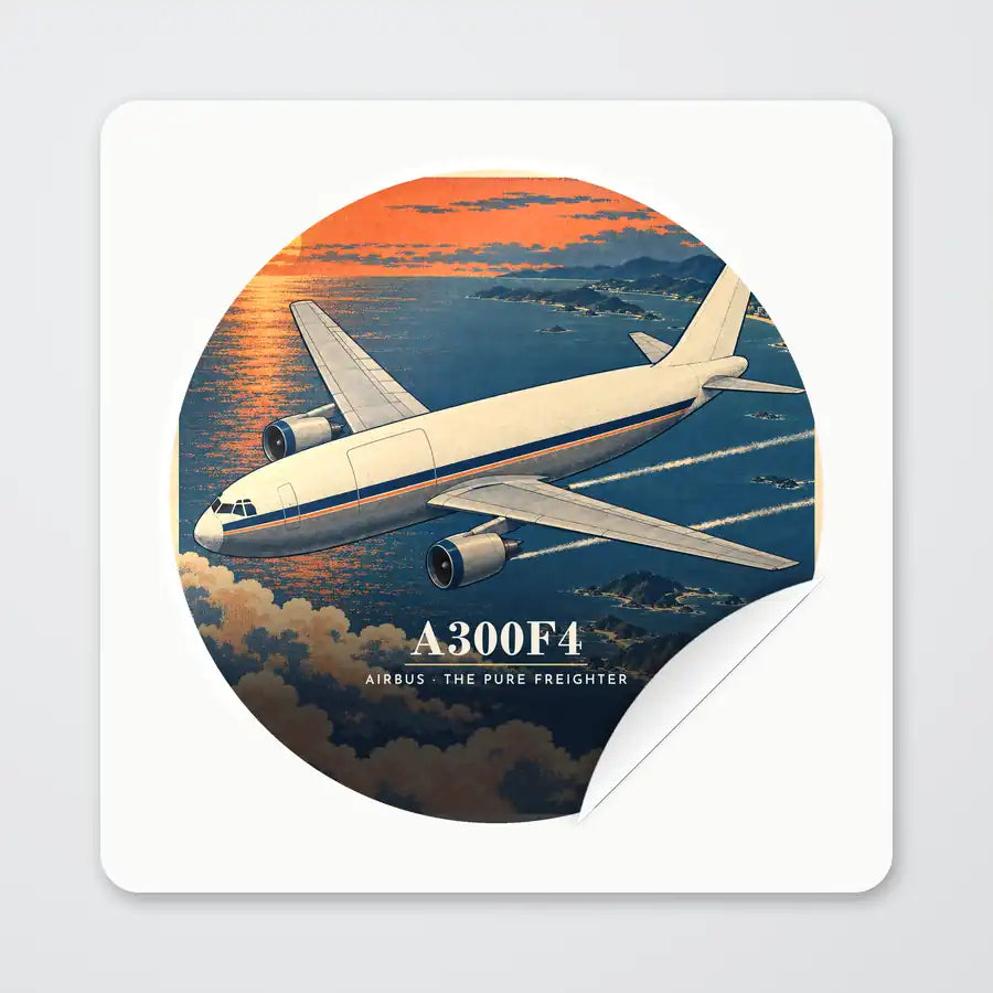 Airbus A300F4-203 - 3D - Circle Sticker - Peel